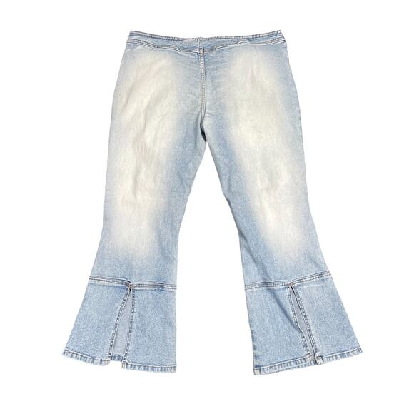 Cropped Capri Jeans Sz 9 Y2K Bare Back Flare Hip Hugger Hippie Boho Festival - Picture 6 of 7